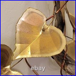 Vtg Signed Metal & Wood Table Wall Art Sculpture Heart Leaf MCM 1981 30x19x21 Vtg Signed Metal & Wood Table Wall Art Sculpture Heart Leaf MCM 1981 30x19x21