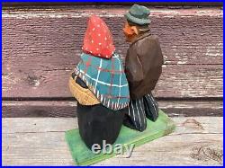 Vtg Swedish Wood Carving Old Man & Woman Couple Gunnarsson Signed Sweden