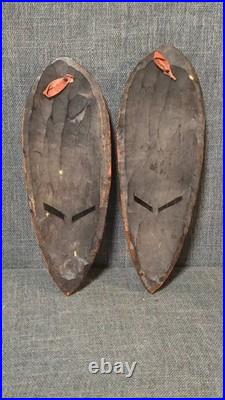 Vtg Tribal Wood Carving Lot 5pc 30 PNG Mask Cook Islands Tiki Africa Decor