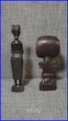 Vtg Tribal Wood Carving Lot 5pc 30 PNG Mask Cook Islands Tiki Africa Decor