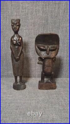 Vtg Tribal Wood Carving Lot 5pc 30 PNG Mask Cook Islands Tiki Africa Decor