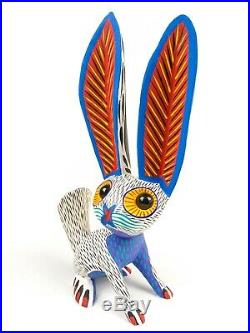 WHITE RABBIT Oaxacan Alebrije Wood Carving Mexican Art Sculpture Easter Decor