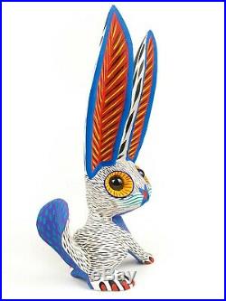 WHITE RABBIT Oaxacan Alebrije Wood Carving Mexican Art Sculpture Easter Decor