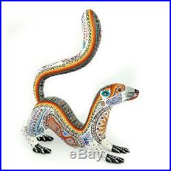 WHITE WEASEL Oaxaca Alebrije Wood Carving Mexican Art Animal Sculpture Painting