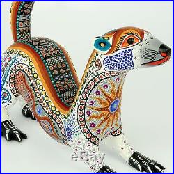 WHITE WEASEL Oaxaca Alebrije Wood Carving Mexican Art Animal Sculpture Painting