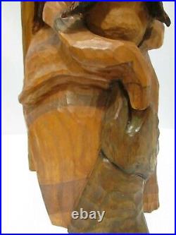 WINTER WIND Hand Carved SCULPTURE Western Decor ARTIST Signed TR WOLFF 16 90s