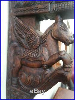 Wall Horse Corbel Wooden Bracket Hand carved Pony Sculpture Statue Home Decor US