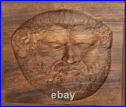 Wall decor hand carving wood plaque Thrace king Teres