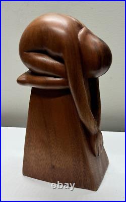 Wayan Rendah Wood Carving Sculpture Statue Mid Century Women Nealing 11