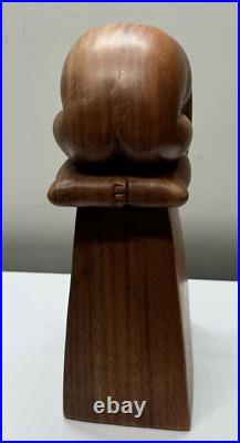 Wayan Rendah Wood Carving Sculpture Statue Mid Century Women Nealing 11