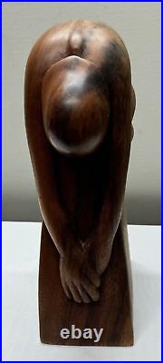 Wayan Rendah Wood Carving Sculpture Statue Mid Century Women Nealing 11