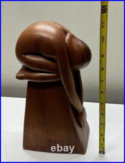 Wayan Rendah Wood Carving Sculpture Statue Mid Century Women Nealing 11