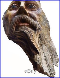 Weathered Wisdom Old Man Spirit Wood Carving Sculpture US Artist Rick Cain 2015