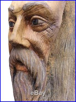 Weathered Wisdom Old Man Spirit Wood Carving Sculpture US Artist Rick Cain 2015