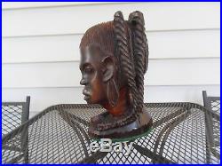 West African Art Tribal Head Bust Hand Carved Hard Wood (Odium)Sculpture