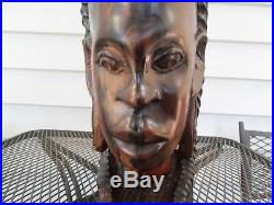 West African Art Tribal Head Bust Hand Carved Hard Wood (Odium)Sculpture