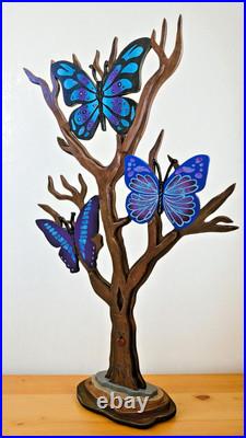Whimsical Butterfly Tree sculpture, 36x22, Trio Butterfly Floor Sculpture-Art69