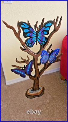 Whimsical Butterfly Tree sculpture, 36x22, Trio Butterfly Floor Sculpture-Art69