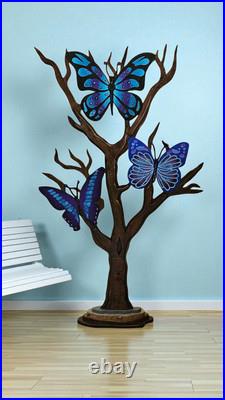 Whimsical Butterfly Tree sculpture, 36x22, Trio Butterfly Floor Sculpture-Art69