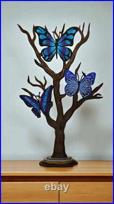 Whimsical Butterfly Tree sculpture, 36x22, Trio Butterfly Floor Sculpture-Art69