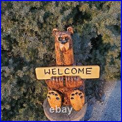 White Pine Chainsaw Carved Custom Sign Bear Folk Art Carving Sculpture OOAK