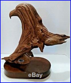 Winged Fortress Bald Eagle sculpture Rick Cain Limited Edit. Wood Carved Resin