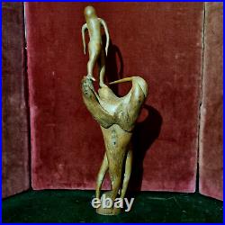Winged ghost warrior root wood carving sculpture 15 in Antique French folk art