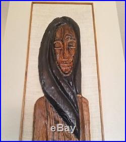 Witco 3D Carved Wood Woman Wall Hanging Sculpture Mid Century Modern Art