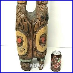 Witco Large Painted Wooden Cat Carving 41 Carved Wood Sculpture Jungle MCM