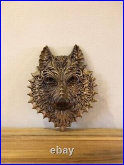 Wolf wood carving, Fenrir, Celtic carving, Viking decor, forest decor, Wolf art