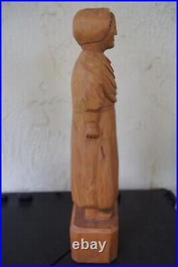 Woman Figure Farmer Wood Carving Adrien Arpin Signed Folk Art Statue Figure VTG