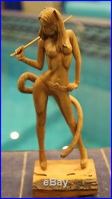 Women with tail Wood Carving Art Sculpture hand carved