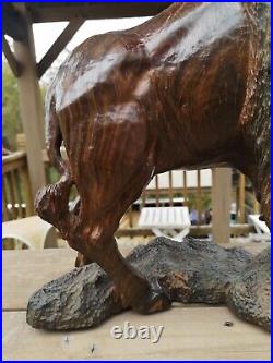 Wood Carved American Bison Large Heavy Bison Carving Art SIZE 9.25Kg / 46x38cm