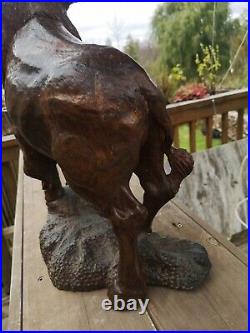 Wood Carved American Bison Large Heavy Bison Carving Art SIZE 9.25Kg / 46x38cm