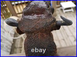 Wood Carved American Bison Large Heavy Bison Carving Art SIZE 9.25Kg / 46x38cm