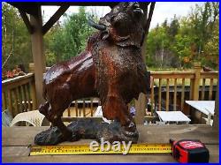 Wood Carved American Bison Large Heavy Bison Carving Art SIZE 9.25Kg / 46x38cm