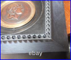 Wood Carved Antique Treen Profile ROMAN EMPEROR Framed Under Glass