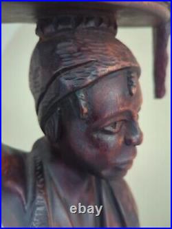 Wood Carved Haitian Figure Signed Fritzner Simeon 32H