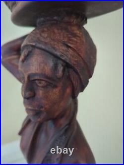 Wood Carved Haitian Figure Signed Fritzner Simeon 32H