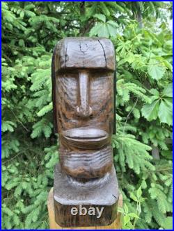 Wood Carved Moai Statue Chainsaw Carving Easter Island Sculpture Statue Art