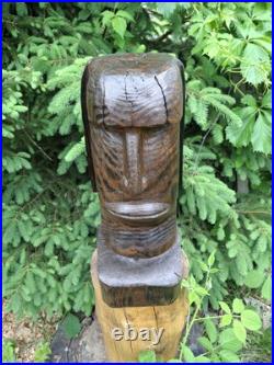 Wood Carved Moai Statue Chainsaw Carving Easter Island Sculpture Statue Art