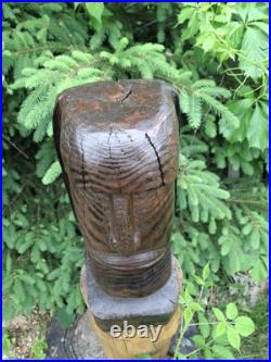 Wood Carved Moai Statue Chainsaw Carving Easter Island Sculpture Statue Art