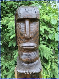 Wood Carved Moai Statue Chainsaw Carving Easter Island Sculpture Statue Art