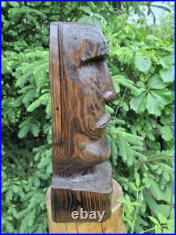 Wood Carved Moai Statue Chainsaw Carving Easter Island Sculpture Statue Art