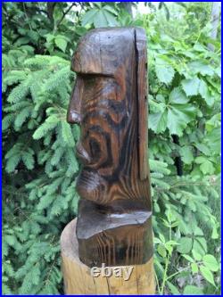 Wood Carved Moai Statue Chainsaw Carving Easter Island Sculpture Statue Art