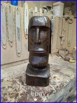 Wood Carved Moai Statue Chainsaw Carving Easter Island Sculpture Statue Art