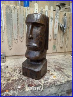 Wood Carved Moai Statue Chainsaw Carving Easter Island Sculpture Statue Art