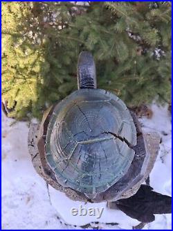 Wood Carved Tortoise Turtle Chainsaw Carving Statue Sculpture Rustic Decor