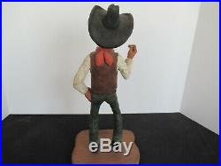 Wood Carved Western Cowboy Sculpture (bud O'dell) Relative To Andy Anderson