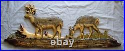 Wood Carving 2 WHITETAIL DEER Chainsaw Cabin Decor Wall Art Carved cub